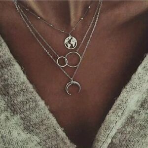 Elegant Silver Layered Necklace Set